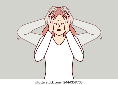 Woman experiences dizziness and loss of coordination caused by bppv syndrome, which disrupts brain function. Problem of dizziness and migraine in girl, due to severe psychological stress and illness