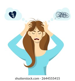 Woman Experiencing Stress and Emotional Distress Causing Heartbreak.