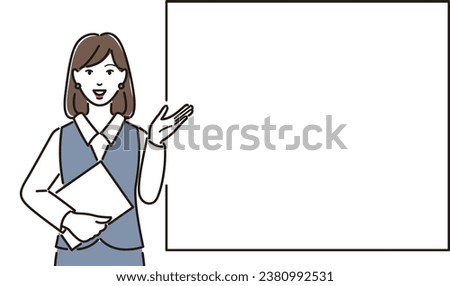 A woman explaining in front of a whiteboard