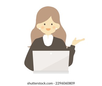 woman explaining how to use a computer Vector illustration People material