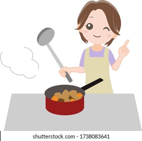A woman explaining the points of cooking.