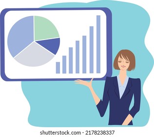 woman explaining while pointing at the monitor