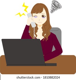 woman expressing negative emotions while talking on the phone.