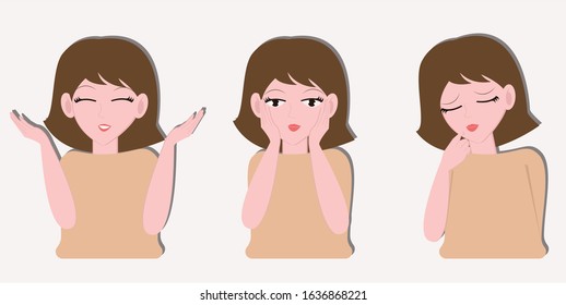 Woman expression concept. Creative idea design. Flat vector illustration for template, brochure or web page.