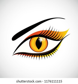 woman eye close up cat design contact lens vector illustration EPS10