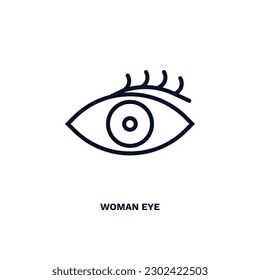 icono del ojo de mujer. Icono de ojo de mujer de línea delgada de la colección de belleza y elegancia. Vector de contorno aislado en fondo blanco. El símbolo de ojo femenino editable puede ser usado web y móvil