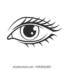 Woman eye line illustration, vector icon