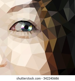 A woman eye, low poly vector illustration.