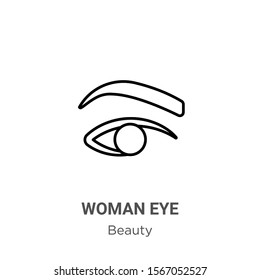 Woman eye outline vector icon. Thin line black woman eye icon, flat vector simple element illustration from editable beauty concept isolated on white background