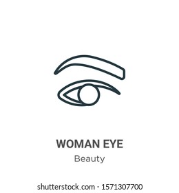 Woman eye outline vector icon. Thin line black woman eye icon, flat vector simple element illustration from editable beauty concept isolated on white background