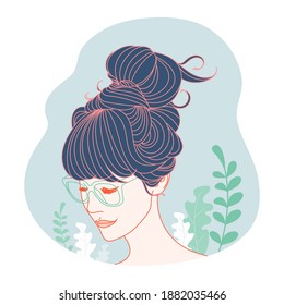 Woman with eyeglasses, cute and beauty character.