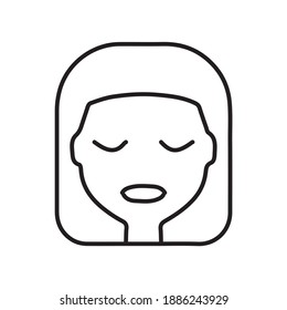 Woman eyes closed face line icon