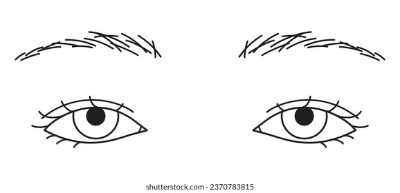 woman eyes, double eyelids, Almond eyes, sanpaku ,outline illustration