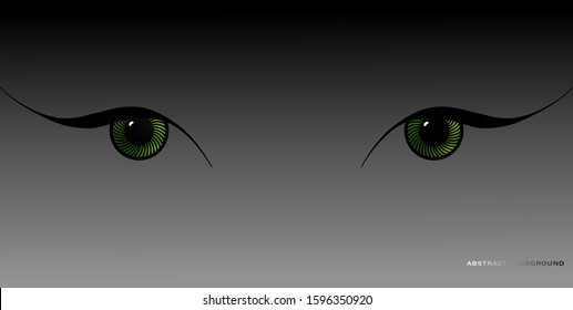 Woman eyes, foxy glance, template for cover, banner, leaflet. Background with magnetic green eyes. Design for commercial of beauty industry.
