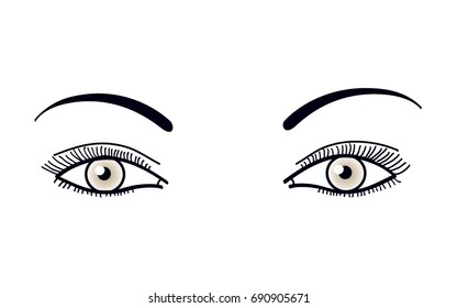 Woman eyes line drawing. Vector illustration.