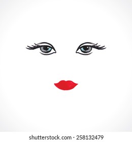 woman eyes and lips. watercolor vector illustration
