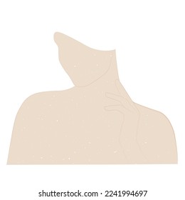 Woman face. Abstract minimal woman portrait. Logo, icon, label. Plaster texture of the statue. Vector stock illustration in beige tones. Minimalism