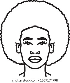 woman face afro natural hair flat illustration isolated vetor