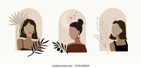 Woman face avatar. Arch female character. 