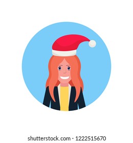 woman face avatar happy new year merry christmas concept female cartoon character portrait isolated vector illustration