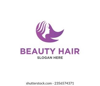 Woman face, Beauty hair salon logo design vector illustration.