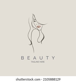 woman face beauty line style salon spa logo template design for brand or company and other