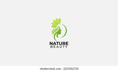 Woman face in Beauty nature style logo design