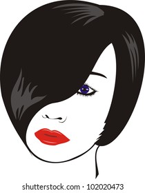 woman face - black and red