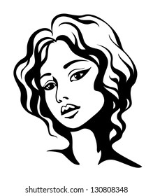 Woman Face Black Silhouette Stock Vector (Royalty Free) 130808348