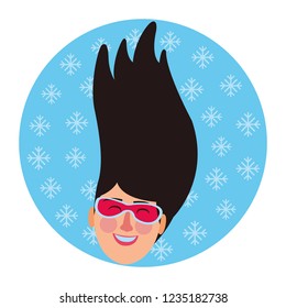 Woman face carrtoon