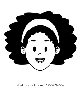 Woman face cartoon in black and white