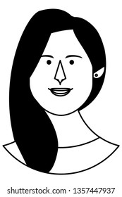 Woman face cartoon in black and white