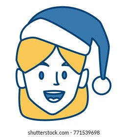 woman face with christmas hat
