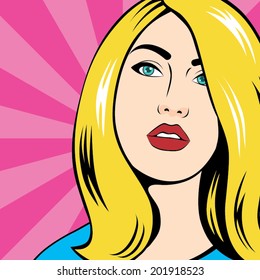 Woman Face Comic, Pop Art Style 