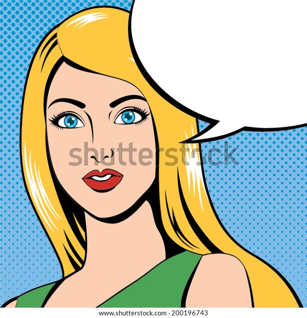 Woman Face Comic Speech Bubble Pop Vetor Stock Livre De Direitos 200196743 Shutterstock 4711