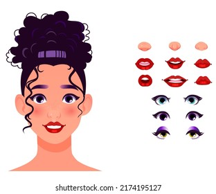 Woman Face Constructor Set, Cartoon