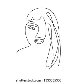 Woman face continuous line drawing. One line . Hand-drawn minimalist illustration, vector. 