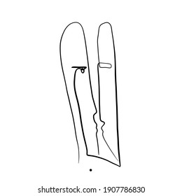 Woman face continuous line drawing. Fashion contemporary elements with ethnic female faces, leaves, flowers, shapes in modern Ink painting style. Minimalistic aesthetic concept