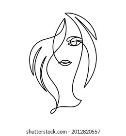 Frau Gesicht kontinuierliche Linie Zeichnung Vektordesign, Handgezeichnet Mädchen in minimalistischem Stil, einfaches Design.
