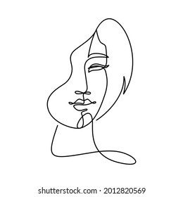 la mujer se enfrenta al diseño de vectores de dibujo de línea continua, la chica dibujada a mano con estilo minimalista, diseño simple.