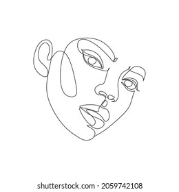 Woman face continuous line drawing. Woman Line art vector.  Abstract minimal woman portrait. Logo, icon, label. Salon logo