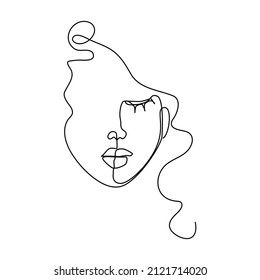 Woman Face Continuous Line Drawing Vector Stock Vector (Royalty Free ...