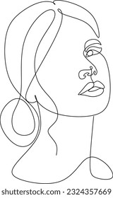 La mujer se enfrenta a un dibujo de línea continuo. Vector de arte Woman Line. Resumen: retrato mínimo de la mujer. Logo, icono, etiqueta. Logo del salón