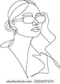 Woman face continuous line drawing. Woman Line art vector. Abstract minimal woman portrait. Logo, icon, label. Salon logo