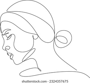 Woman face continuous line drawing. Woman Line art vector. Abstract minimal woman portrait. Logo, icon, label. Salon logo