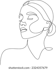 Woman face continuous line drawing. Woman Line art vector. Abstract minimal woman portrait. Logo, icon, label. Salon logo