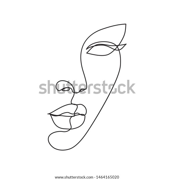 Woman face continuous line drawing.\
Abstract minimal woman portrait. Logo, icon,\
label.
