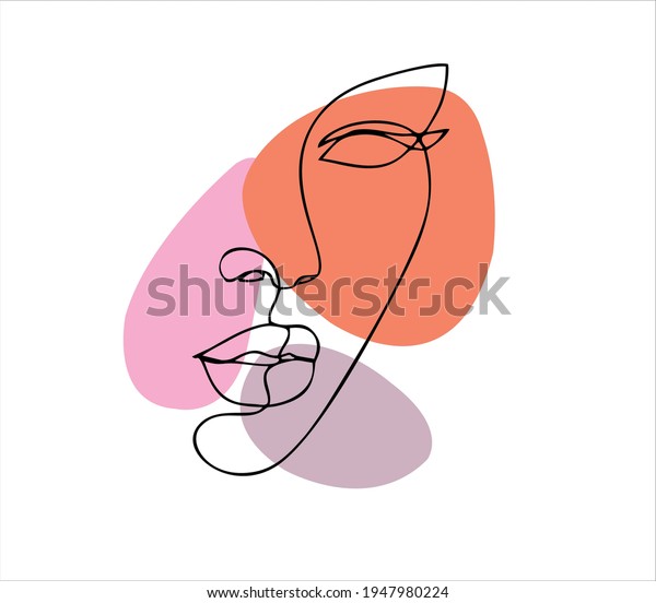 Woman Face Continuous Line Drawing Abstract Stock Vector Royalty Free 1947980224 Shutterstock 0555