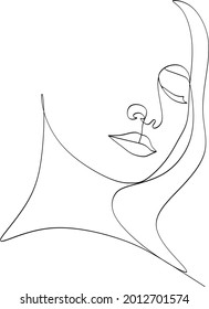 Woman Face Continuous One Line Vector Drawing. Style Template with Abstract Female Face. Modern Minimalist Simple Linear Style. Beauty Fashion Design