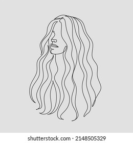 Woman Face Continuous One Line Vector Drawing. Style Template with Abstract Female Face. Modern Minimalist Simple Linear Style. Beauty Fashion Design